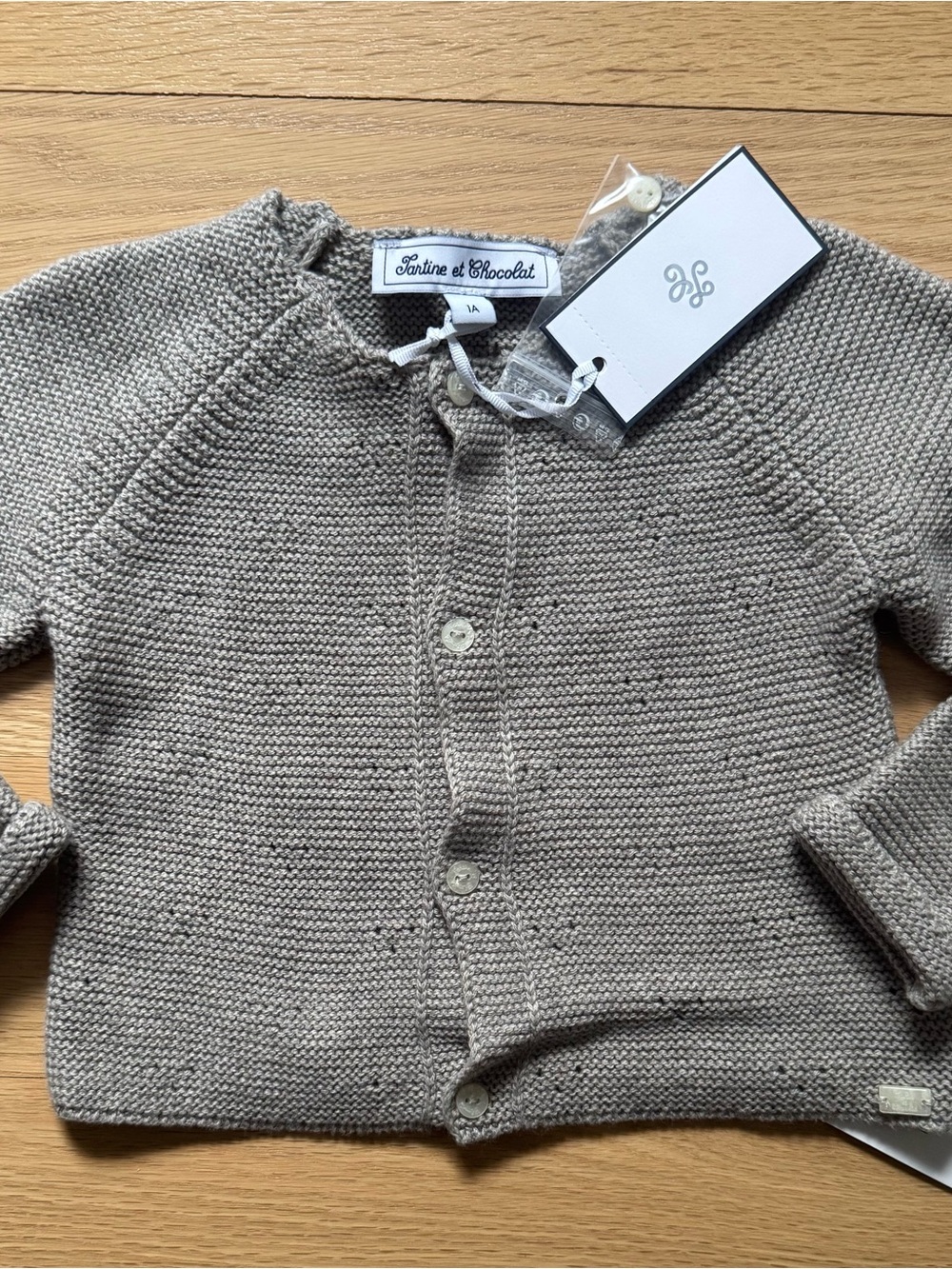 Tartine et Chocolat Gray Knit Baby Cardigan